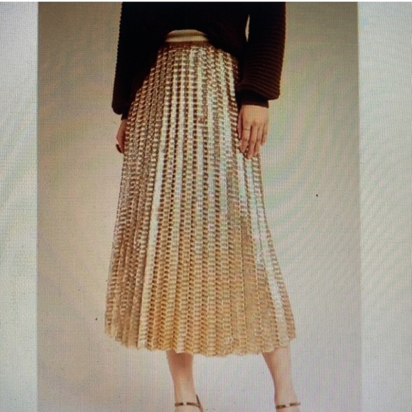 Maeve Matte Gold Sequin MIDI Skirt - Picture 7 of 9